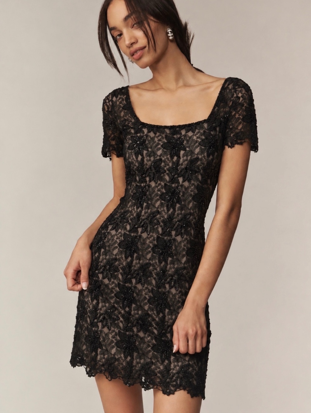 Laurence Kazar Vintage New York Black Beaded Dress Large